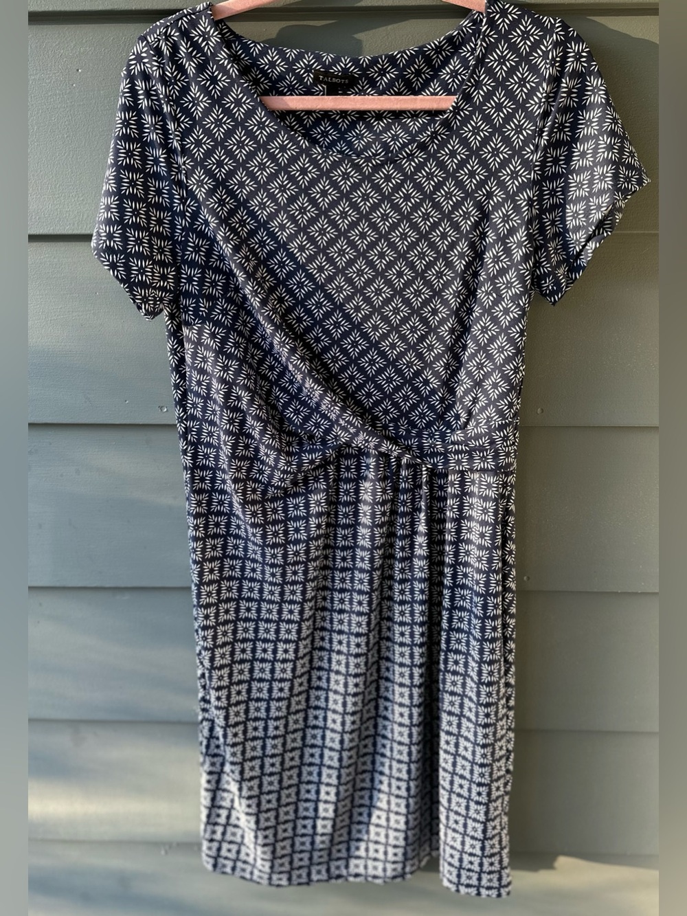 Talbots navy blue & white dress sz M